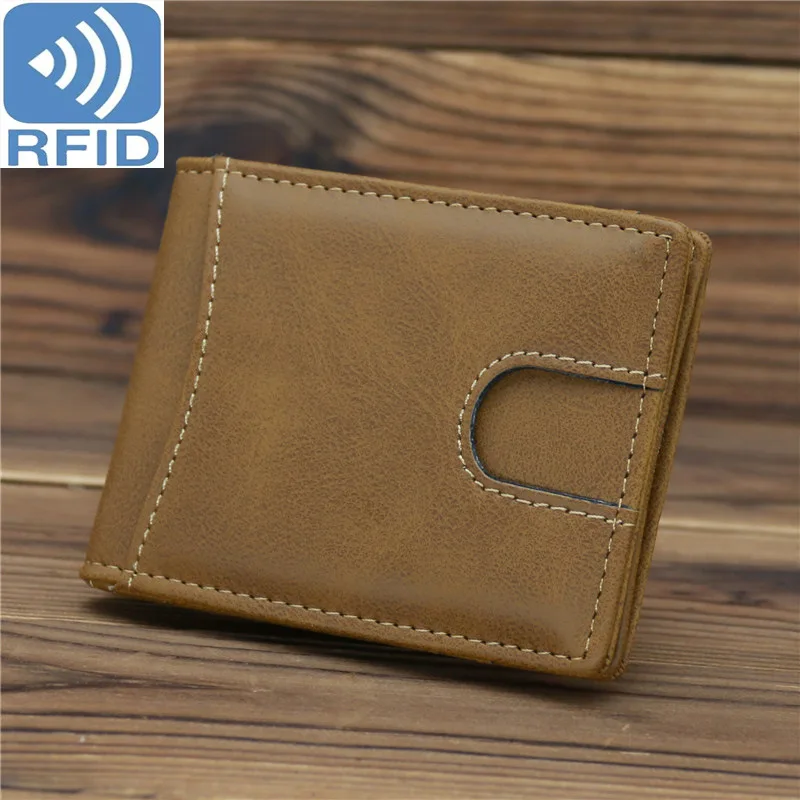 RFID Dollar Money Clip Casual Small Wallet for Men PU Leather Male Slim Wallets Short Mini Wallet with Card Holder Pocket Purses