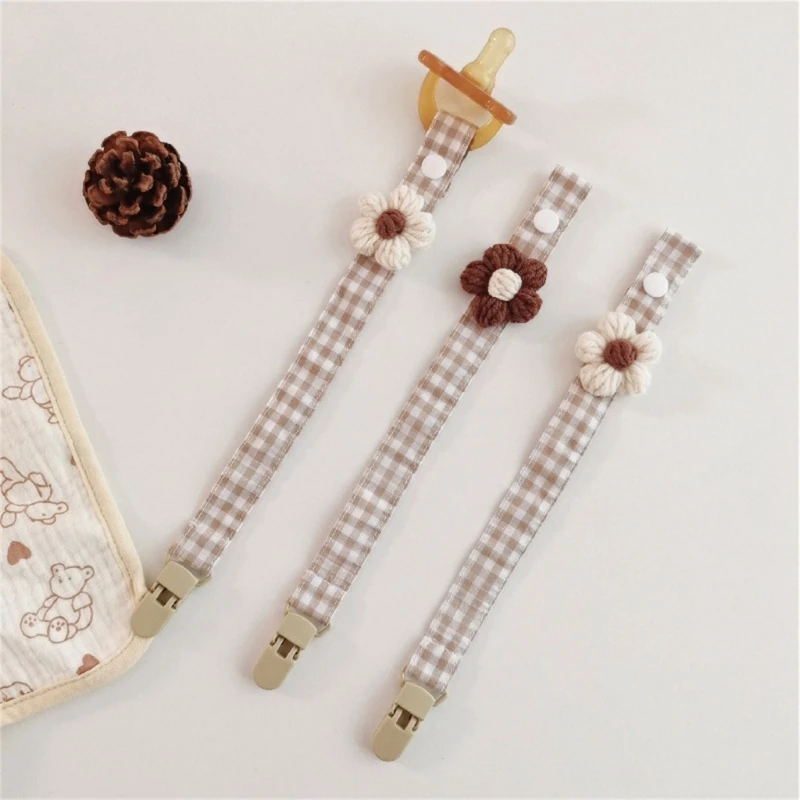 

New Baby Pacifier Clip Newborn Flower Linen Cotton Animal Wooden Pacifier Chain Nipple Soother Nursing Toy