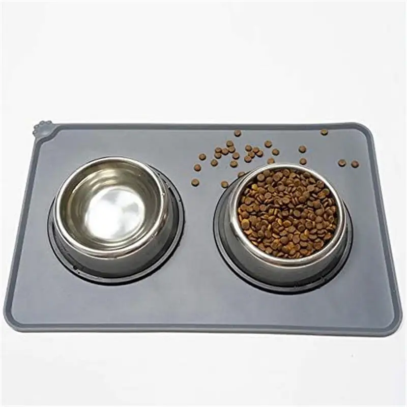 Silicone Dog Cat Bowl Mat Non-Stick Pet Fountain Tray Food Pad Puppy Dogs Feeding Drinking Mat Easy Washing Placemat