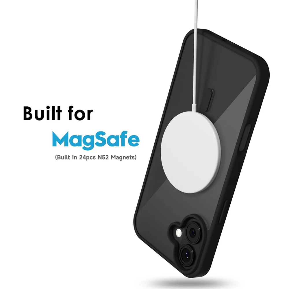Sleek Black Magnetic Case with Non-Yellowing Magsafe Technology