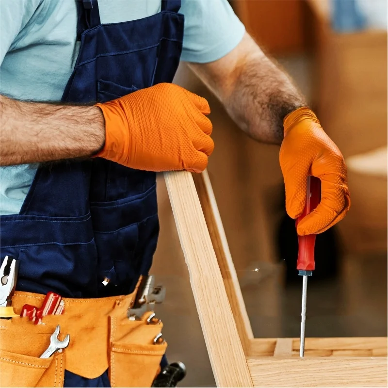 Multi-purpose Nitrile Gloves Mechanic Industrial Waterproof Safety Work Gloves 8.0g Diamond Non-slip Mechanics Repair