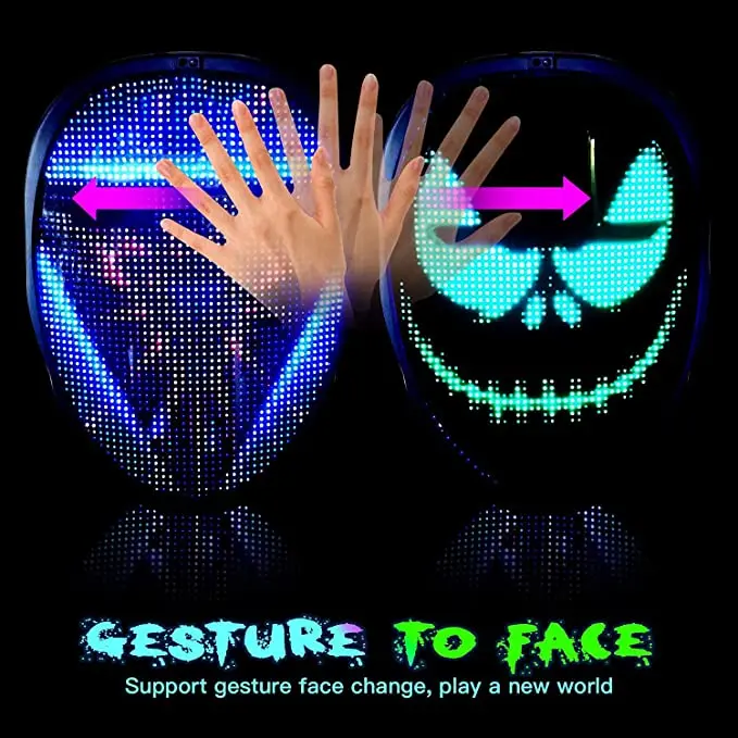 Bluetooth RGB Light Up LED Mask Diy Picture Animation Text Halloween Christmas Carnival Costume Party Game Child Masks Deco GIFT halloween mask party masks