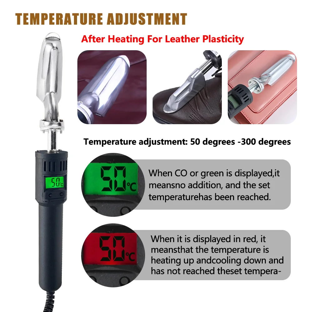 Hot Portable Mini Iron Adjustable Temperature Electric Soldering Ironing Machine For Leather Clothes & Shoes With High Temp Tabe