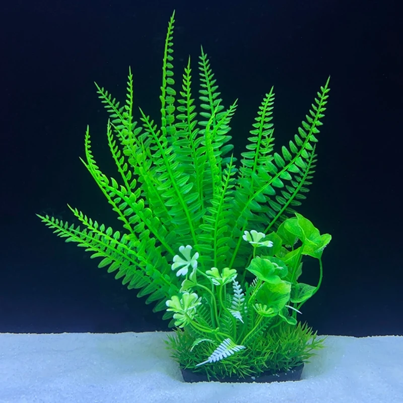 H7EA umělý listech dekorační rostlina zelený decors pro turtletank ornamenty kvést rostlina pro aquaterrariums rostlina