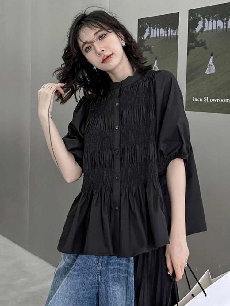 blusa plisada negra