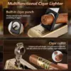 Leather Cigar Humidor with Cigar Lighter,Built-in Straight Cigar Cutter and Cigar Punch,Humidifier and Cedar Tray 4