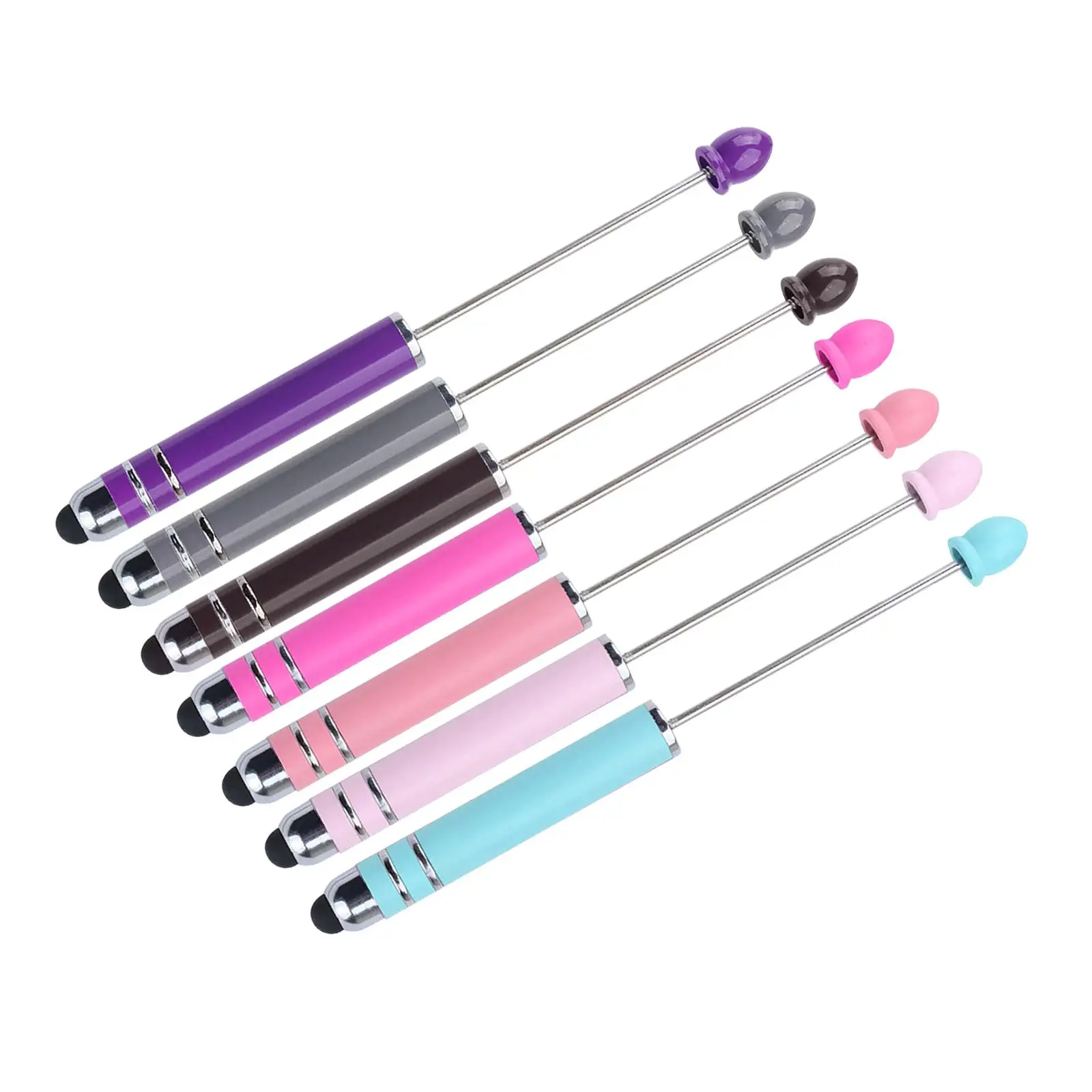 7Pcs Creative Beadable Pens Ball Pen Cute Bead Pen for Exam Classroom Office