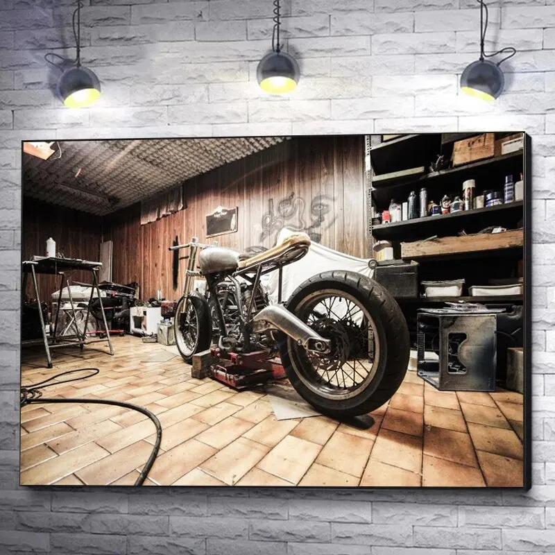 Vintage motosiklet yarış posteri duvar sanatı İskandinav oturma odası dekor için tuval baskı klasik Retro hediyelik boyama