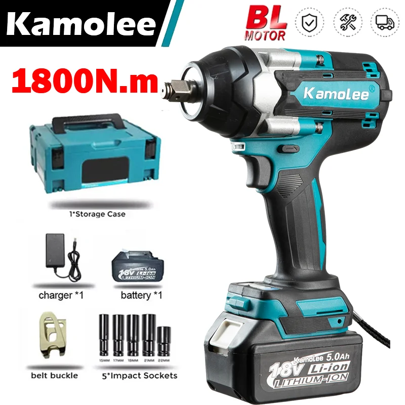 1800N.m High Torque Brushless Electric Impact Wrench Rechargeable Wrench (Optional Battery And Packaging) [KAMOLEE DTW700]