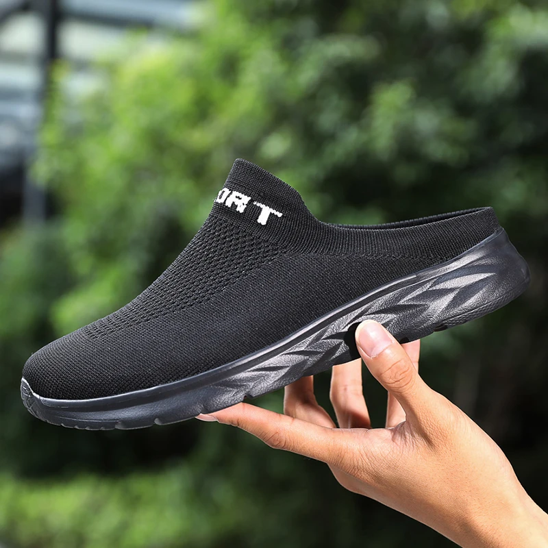 Lightweight Men's Half Slippers Breathable Fashion Casual Anti-slip Male Flat Slip on Flats Outdoor Big Size