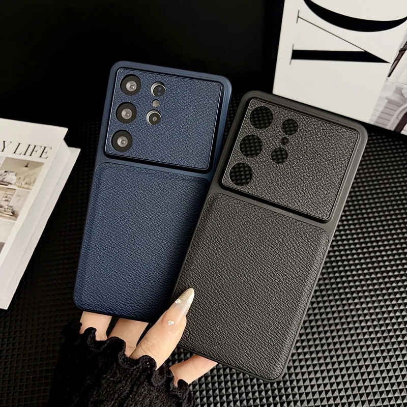 Samsung Galaxy Solid Color Shockproof Leather Case - Durable Back Cover