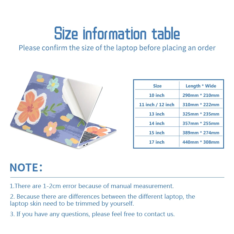 DIY 꽃무늬 노트북 스킨 스티커 노트북 PVC 스킨131415.617.3맥북/레노버/아수스/HP/델용 비닐 스티커 데칼 장식
