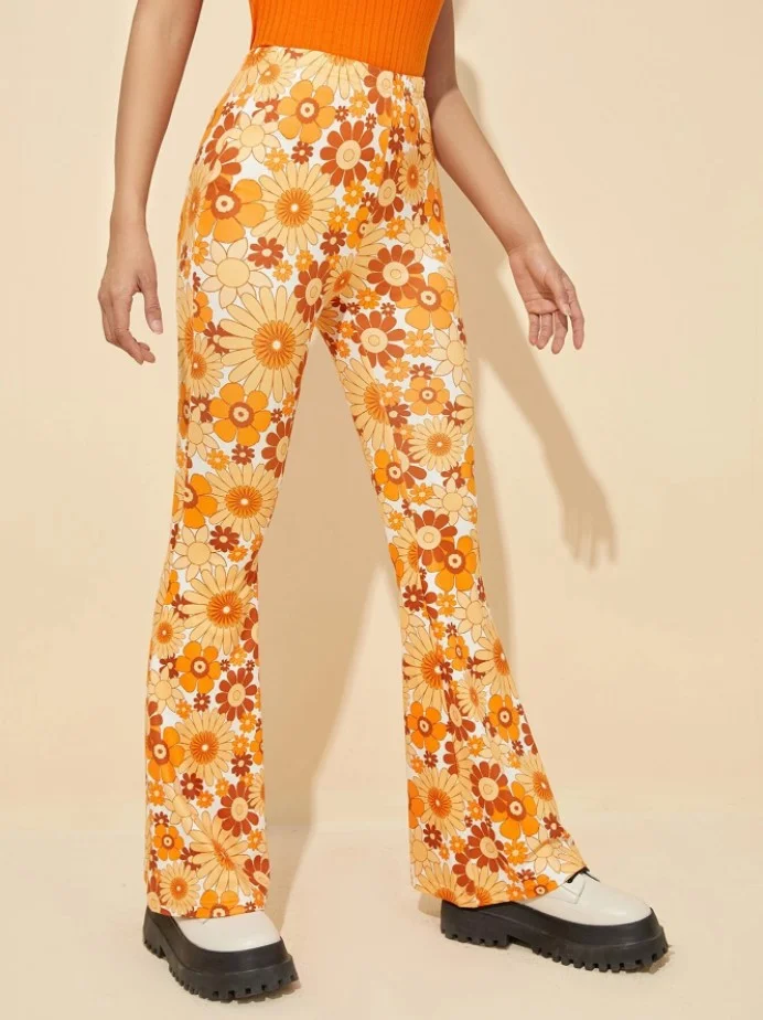2024 Summer Fashion New Elegant Women's Fitness Pants Elastic Printed Women's Yoga Sports Hip Closing Loudspeaked Pants