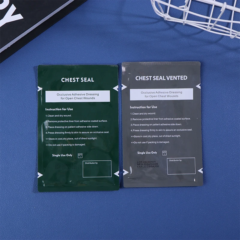 First Aid Kit Square Medical Chest Seal Vented Dressing Bandage Rescue