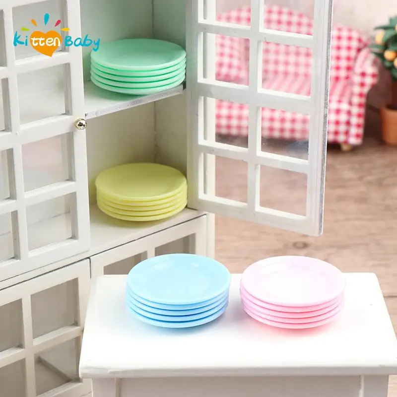 5Pcs 1/12 Doll House Miniature Food Plate Simulation Kitchen Dish Model Toys for Mini Decoration Dollhouse Accessories