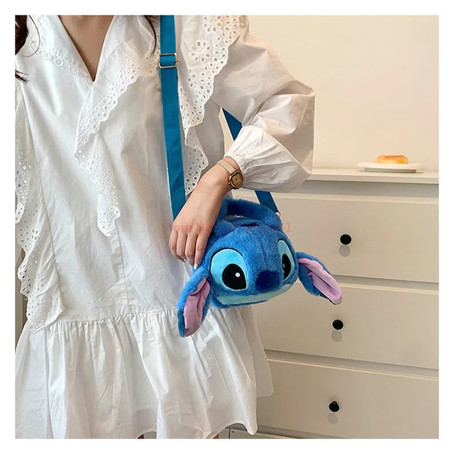 Disney-Bolso de peluche de Lilo & Stitch para niños, bolsa de mensajero de  felpa Kawaii, bolso de mano para niña, juguetes de peluche de Anime, bolsa  suave de peluche de dibujos animadosNegro