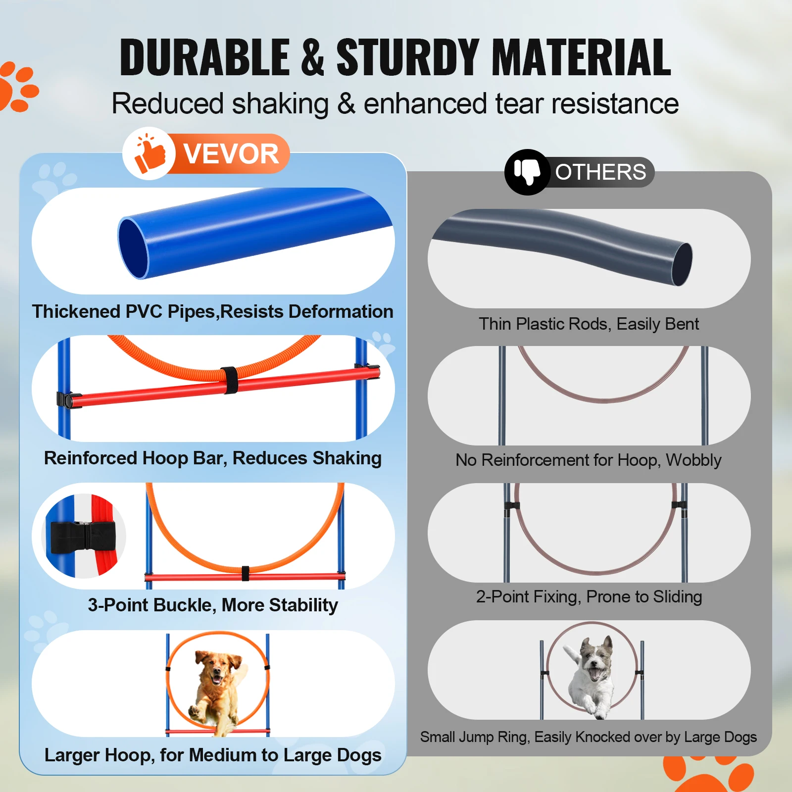 Dog agility training equipment set with adjustable hurdles weave poles jump ring pause box whistle 4 PCS