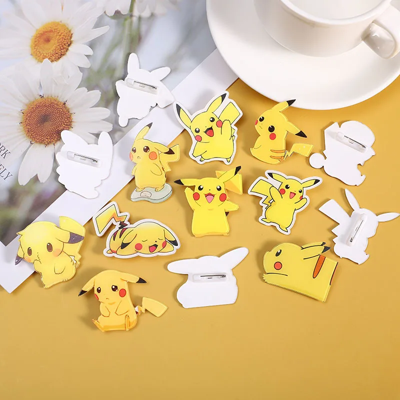 

New Pokemon Pikachu Brooch Anime Action Figure Acrylic Charmander Squirtle Accessories Jewelry Decoration Kids Birthday Gifts