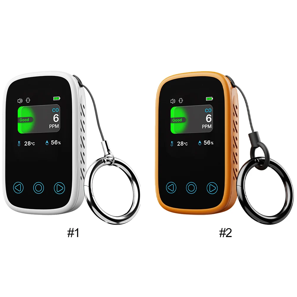 3 in 1 Carbon Monoxide Temperature Humidity Detector NDIR Sensor Portable Auto Brightness Type-C Rechargeable for Outdoor Garage