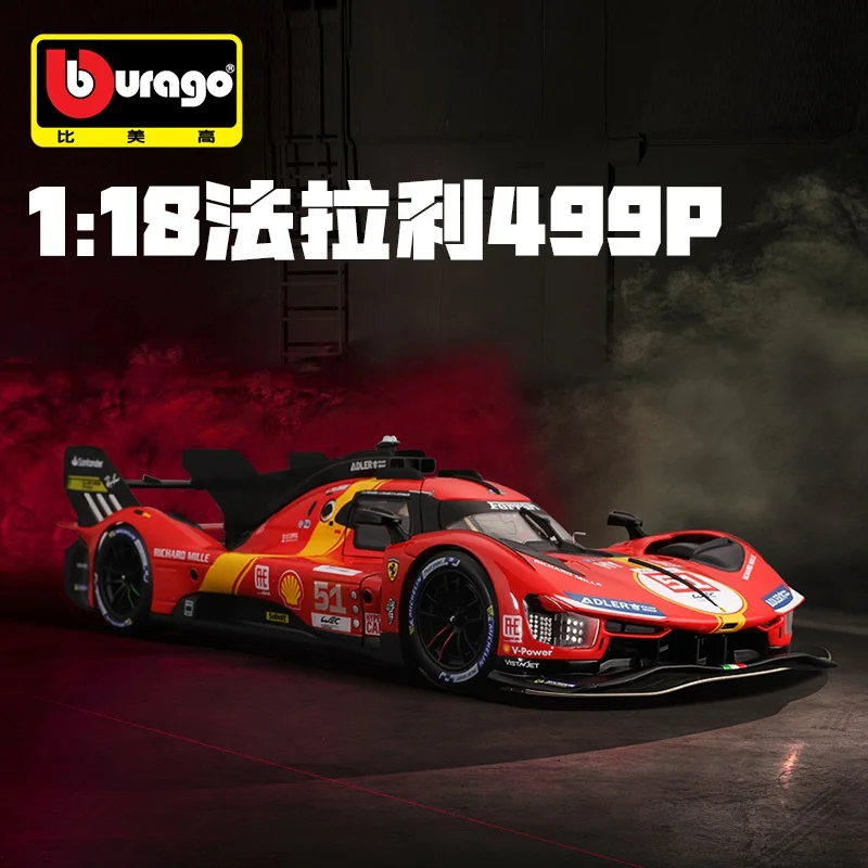 Original Bburago 1:18 1:24 1:43 Ferrari 499p Lmh #51 #50 Ferrari Model 2023 24h Le Mans Champion Ferrari Model Baking Paint Gift 2