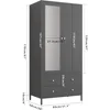 Metal Armoire Wardrobe Closet with 2 Drawers, Mirror Door and Hanging Rod, Metal Clothing Storage Cabinet, Wardrobes 5