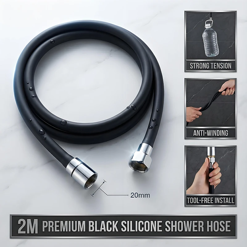 Premium Tangle-Free Silicone Shower Hose – Rustproof and Anti-Mold, Available in Multiple Lengths