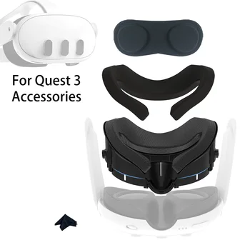 메타 퀘스트 3 VR 컴포트 키트 프리미엄 PU 가죽 페이스 마스크 커버, 아이스 실크 원단 패드, 내구성 강화 페이셜 인터페이스