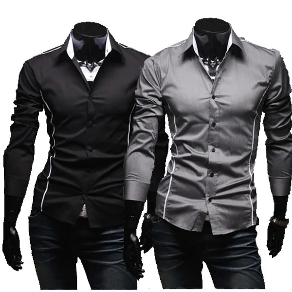 

Summer Dress Chemise Fashion Male Social Camisa Business Office Apparel Men Formal Blouse Slim Fit Long Sleeve Shirts M-4XL