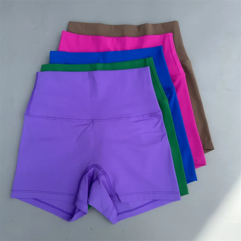 Sexy Yoga Shorts Women's Sports Shorts Gym Solid Color Fitness High Waist Hip Hot Girl 3-Point Pants Naked And Traceless