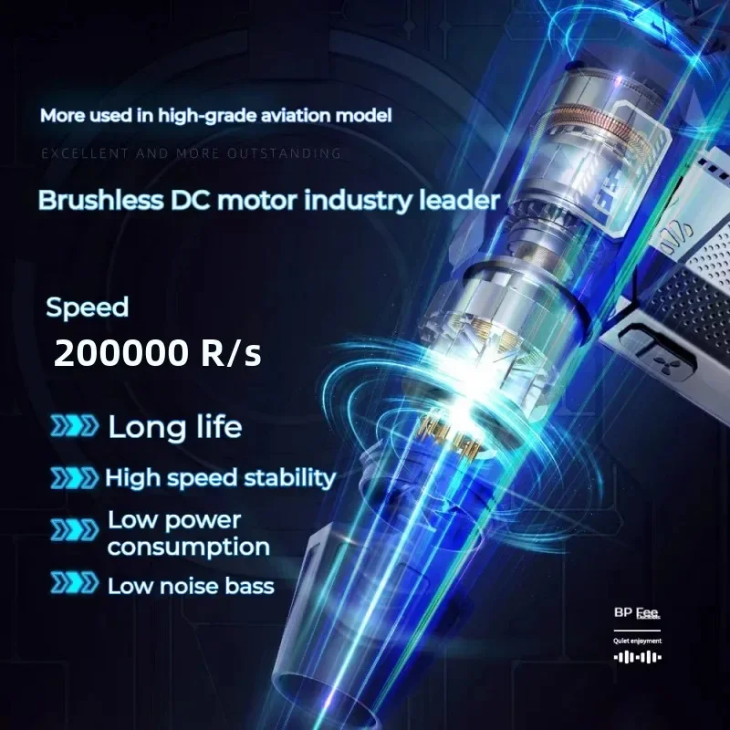 Car dust brush 200000RPM high power turbofan violent JetFan cordless air blower brushless motor 3 gear variable speed dust blower cleaning tool