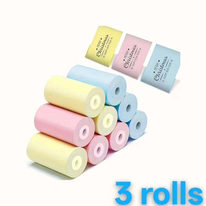 57*25mm 멀티 컬러 감열 프린터 용지 흰색 노란색 파란색 즉석 카메라 사진 메모 인쇄용 부드럽고 끈적이지 않는 용지