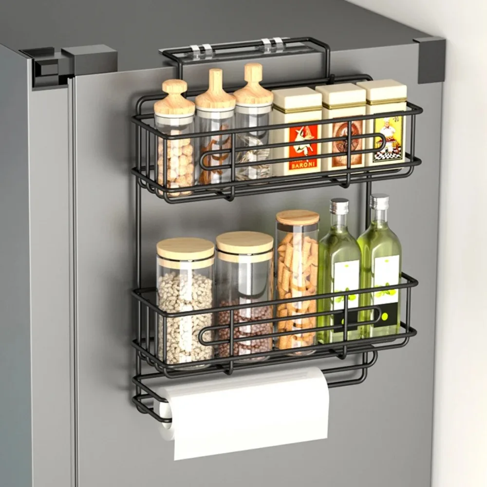 Magnetic Shelves for Side of Refrigerator Spice Storage Rack Kitchen Refrigerator Side Shelf Space Saving Kitchen Fridge Shelf 6