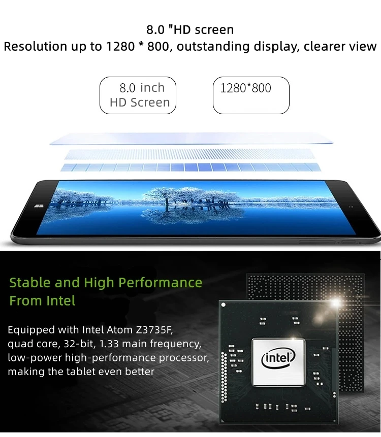 Hot Wholesales 8 INCH AR1 Windows 10 Tablet 2GB RAM 32GB ROM Intel Z3735F Quad Core Dual Cameras 1280 x 800 IPS WIFI 3