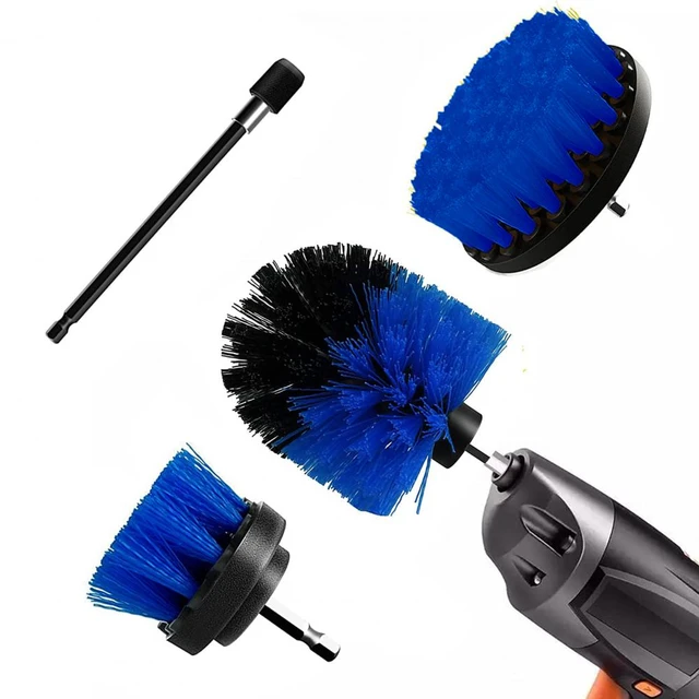 Drill Power Heavy Duty Stiff Bristle Scrub Brush Cleaning Kit, Size: 2in, 4in, 3.5in Corner Brush