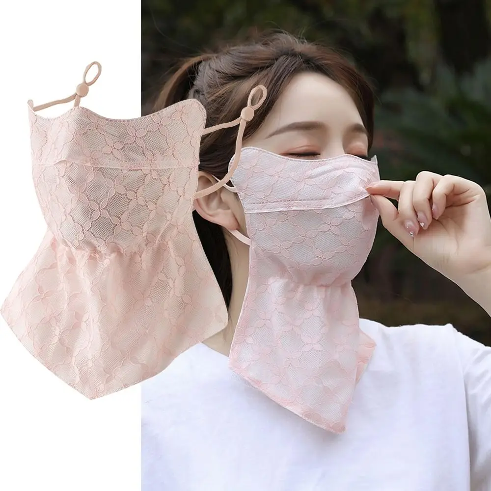 

Anti-UV Ice Silk Mask New Neck Protection Quick Drying Sunscreen Mask Bandana Breathable UPF50+ Hanging Ear Scarf for Women