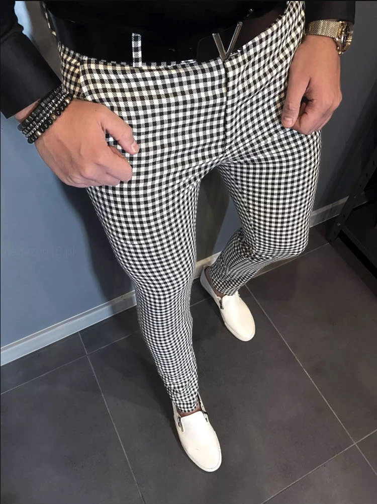 

Высокоэластичные модные мужские брюки, облегающие брюки-карандаш в британском европейском и американском стиле, универсальные Костюмные брюки