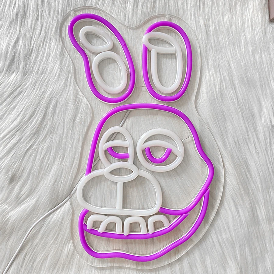 Bonnie The Rabb Insegna al neon, utilizzata per la decorazione della parete, alimentata trame USB, camera da letto, sala giochi, club, feste a tema, lampada da parete con targa Man Cave