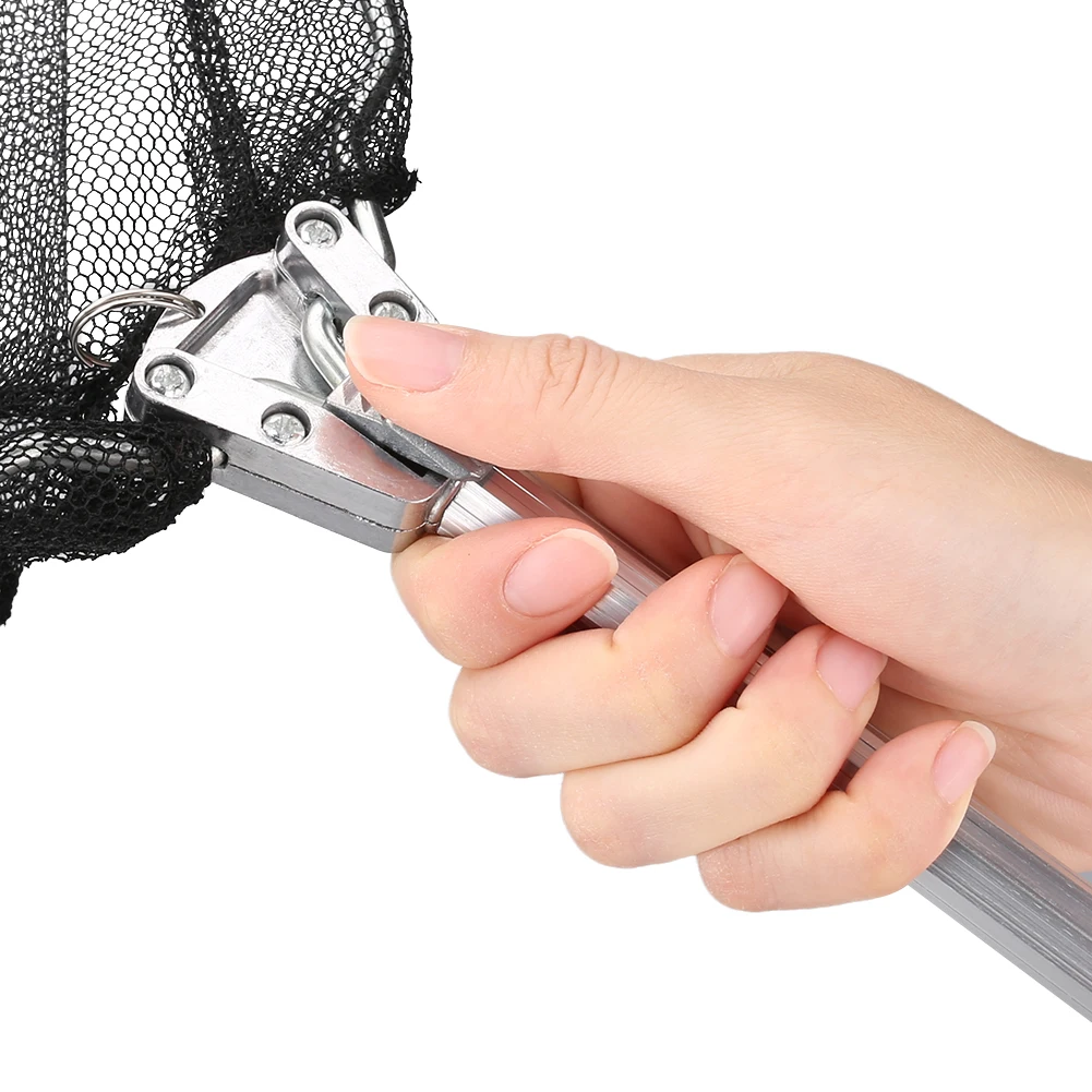 Zusammenklappbarer Angelkescher mit Aluminium-Teleskopstangengriff, Nylon-Netzreifen, 55 cm, 80 cm, 100 cm, verlängert für Kinder und Erwachsene – Detail 3