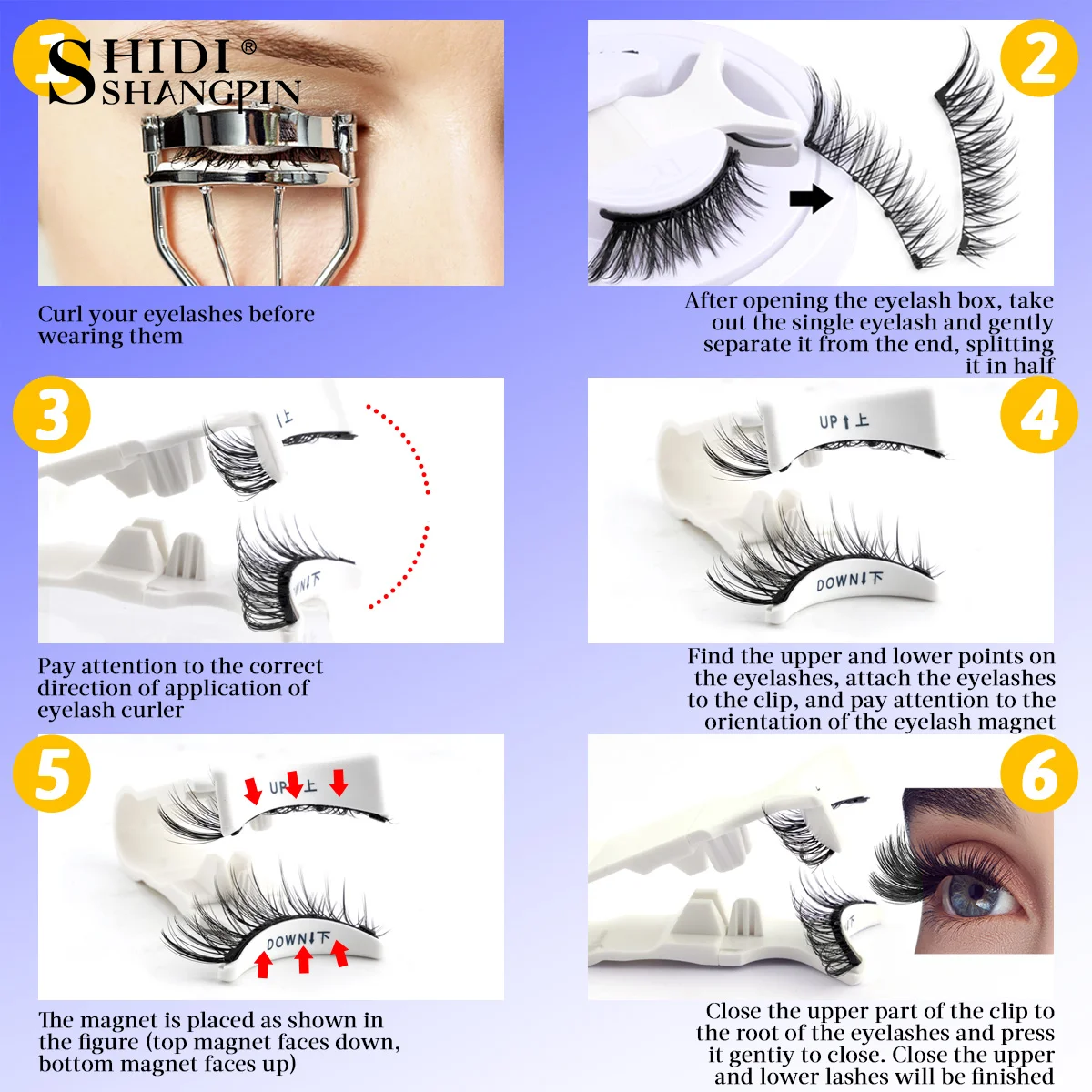 Magnetic Lashes Kits 1Pair 3D Magnet Band Soft Natural Fluffy Reusable False Mink Eyelashes Waterproo Free Glue Makeup Tools