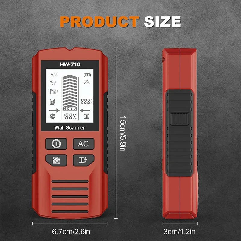 6-in-1 Electronic Wall Detector Multifunctional Handheld Measuring Instrument Stud Wood Finder Live Wire Scanner Metal Detector