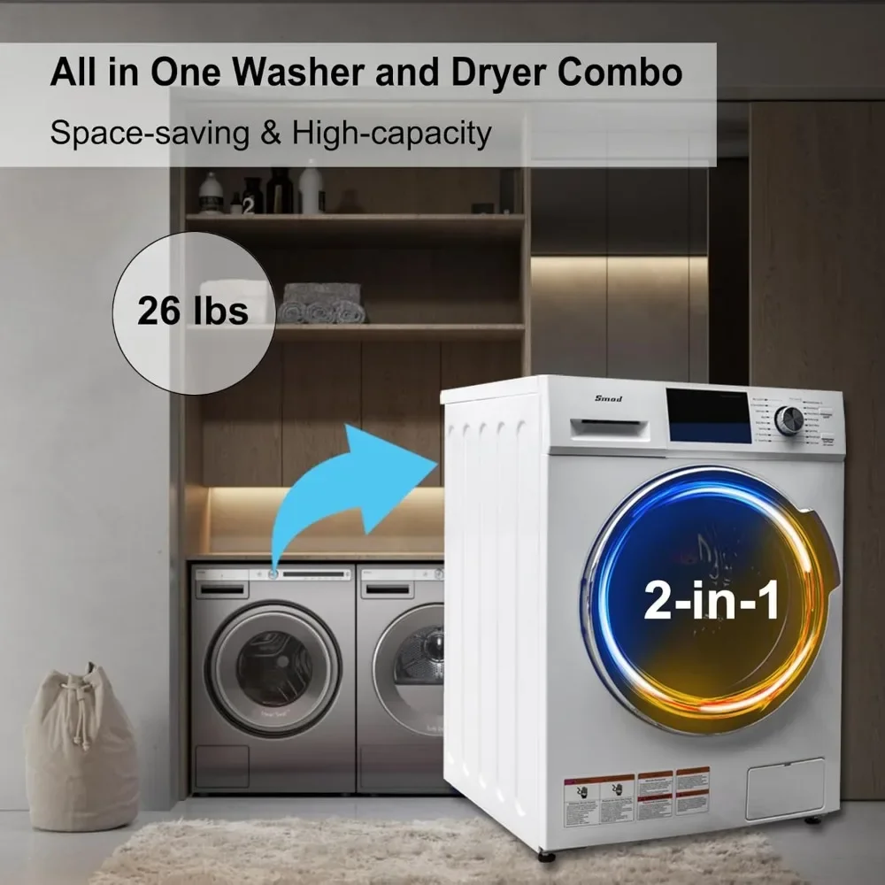Washing Machine, 2.7 Cu. Ft Front Load Washer Dryer in One, 16 Cycles, 24 Inch Washer & Dryer Combo 3