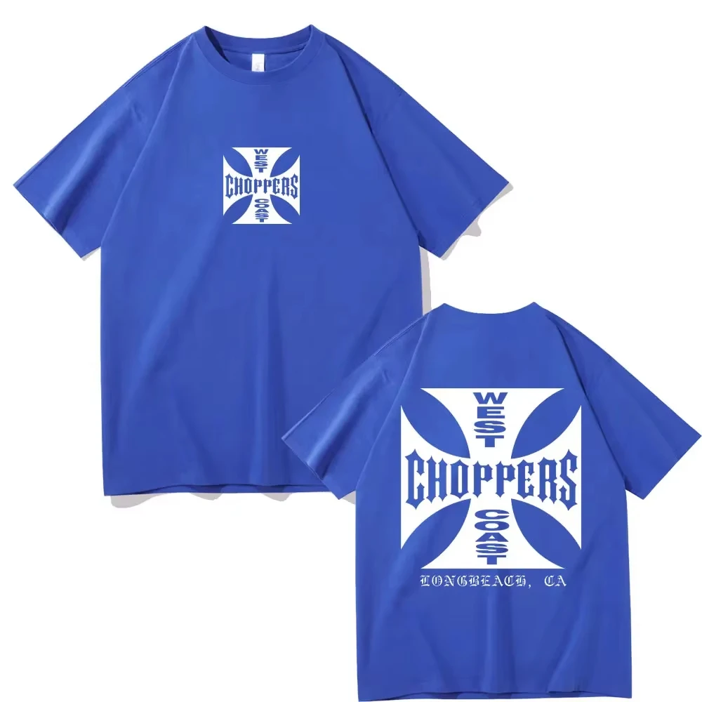West Coast Choppers Cross Frame Print Tshirt Male Hip Hop Streetwear Oversized T-shirts Fashion Tees Men's Fleece Short Sleeve 4