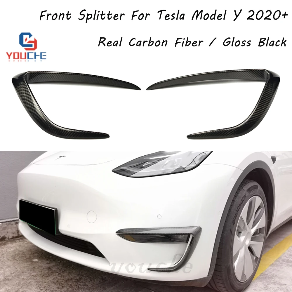 

Сплиттер для переднего бампера Tesla Model Y, 2020 + глянцевый черный