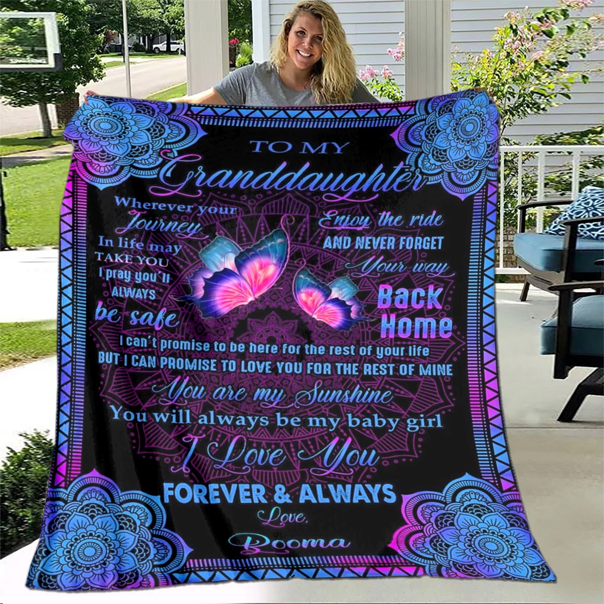 Personalized Memorial Blanket To My Granddaughter From Grandma Grandpa
