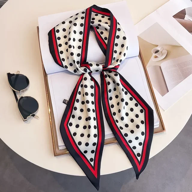 Foulard de cheveux de luxe pour femmes, nouveau Style frais, longue mode, bandeau de marque, sac en soie, ruban Design, serviette de poignet, Foulard 1