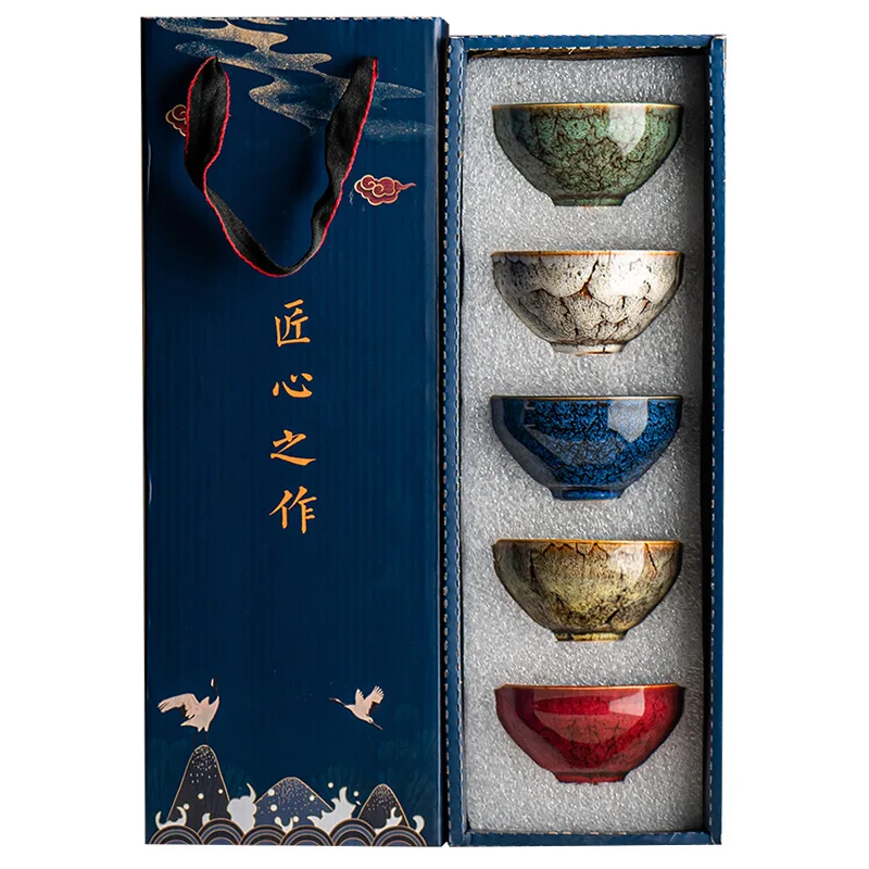Tea cup Chinese Master Cup Ceramic Mug Teacup Ceramic Kung Fu Tea Set Tea Bowl Set Household Gift Jianzhan Five Elements Cup