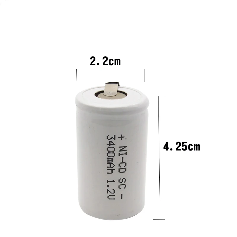 

6Pcs SC Battery 3400mAh Rechargeable Sub C SC 22420 with An Extension Cord Processed Into Tools Bosch Hitachi Dewalt for Power