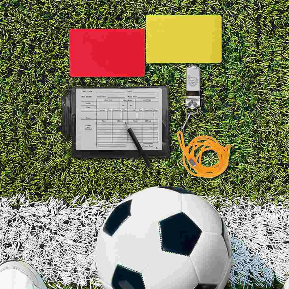 

Football Referee Kit Professional Referee Wallet Notebook Game Record Portable Supply Metal Whistle Match Accessory