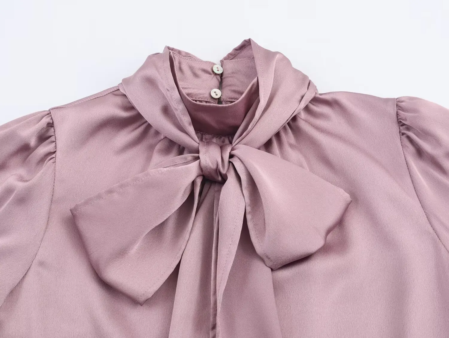 Women Bow Satin Blouse Female Long Sleeve Elegant Shirt Lady Lantern Sleeve Sweet Casual Commute Autumn Blouse-Shirts Solid Tops