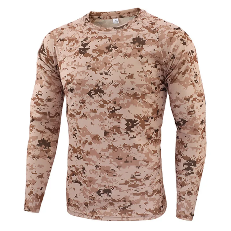 Outdoor Hiking Camping Tactical Men Breathable Quick Dry Long Sleeve T Shirt Military Camouflage Combat Fitness sport t shirt long sleeve t shirt